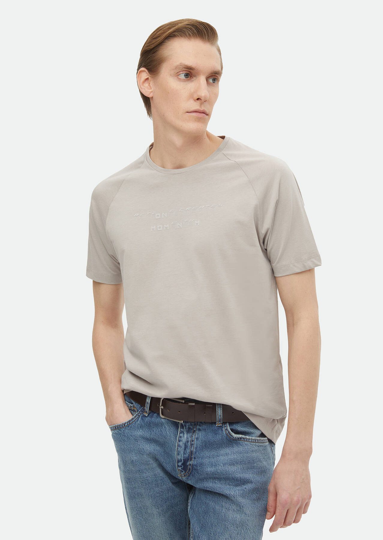 T-Shirt Bedrucktes T-Shirt mit Rundhalsausschnitt aus 100 % Baumwolle