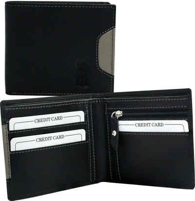 Rimbaldi® Kleine Geldbörse mit großem Geldscheinfach in Schwarz aus feinem Leder 