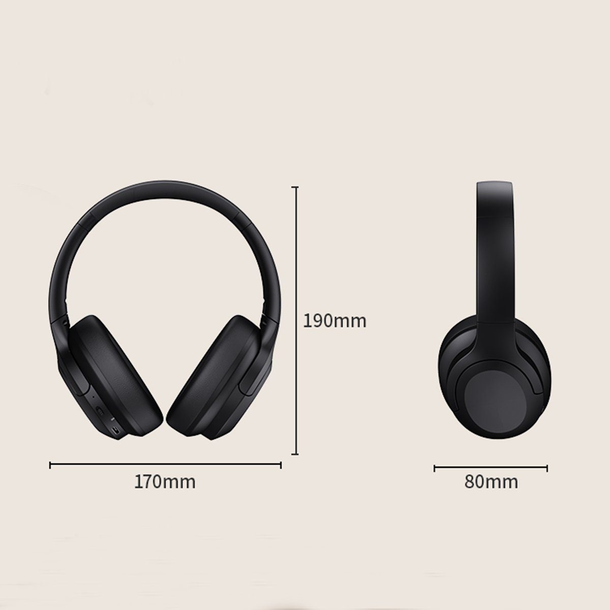 80 Over-Ear-Kopfhörer Stereo Over-Ear-Kopfhörer aktivem Rosa (Wireless mit Kopfhörer,für Spielzeit Noise Stunden Faltbare autolock HiFi Handy/PC/Zuhause) Headset Bluetooth
