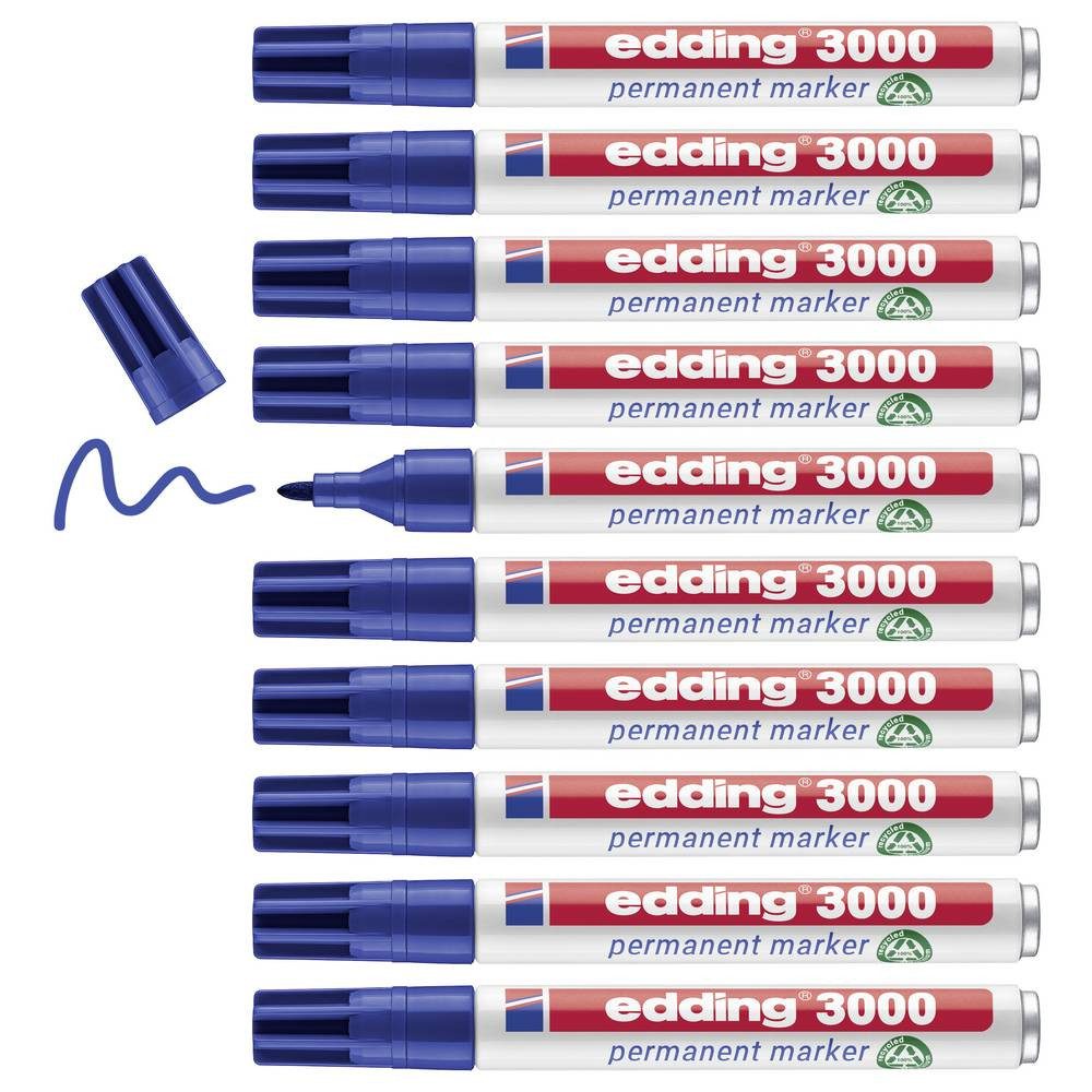 edding Permanentmarker e3000 4-3000003 Permanentmarker Blau wasserfest: Ja