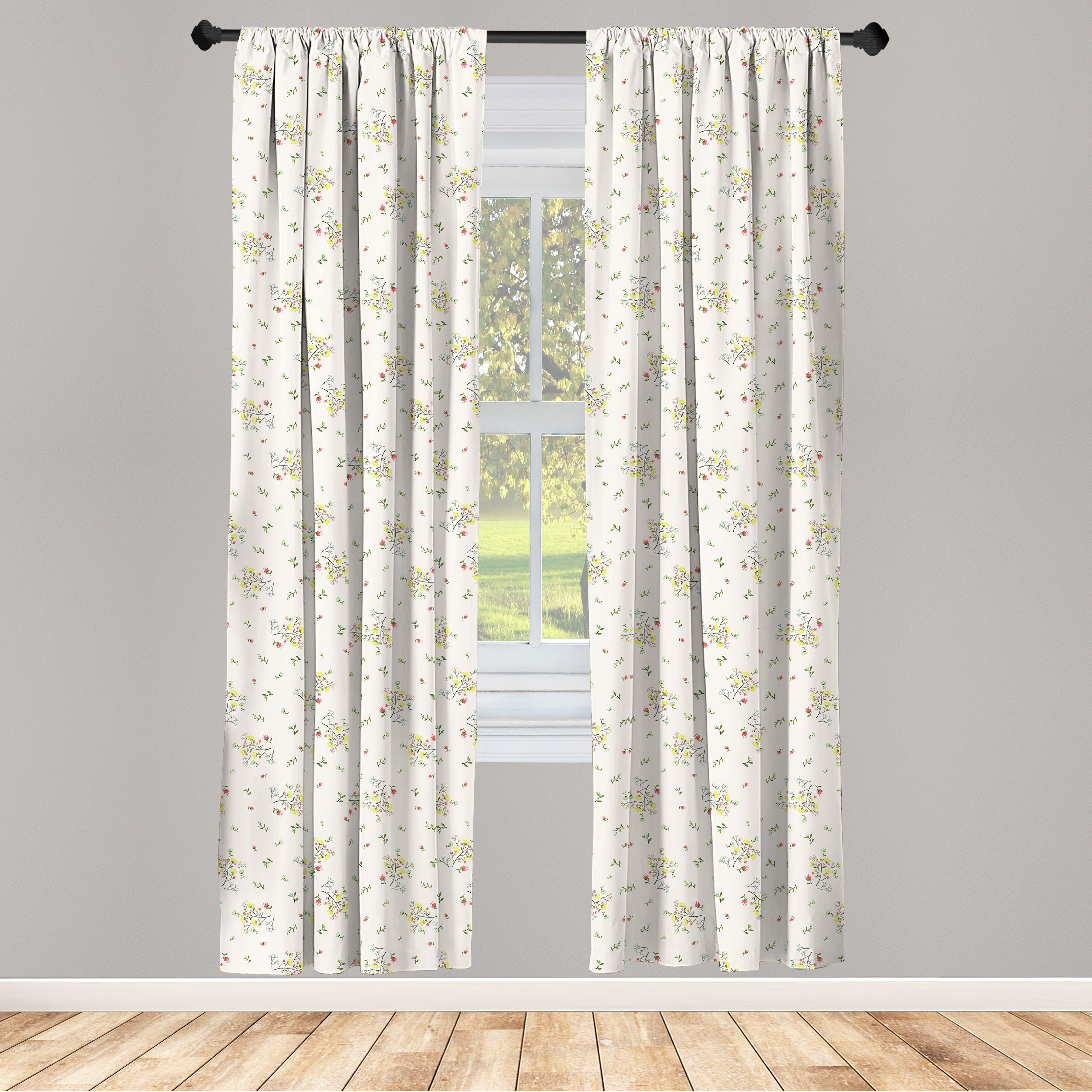 Gardine Vorhang für Wohnzimmer Schlafzimmer Dekor, Abakuhaus, Microfaser, Blumen Zierfrühlingssträuße