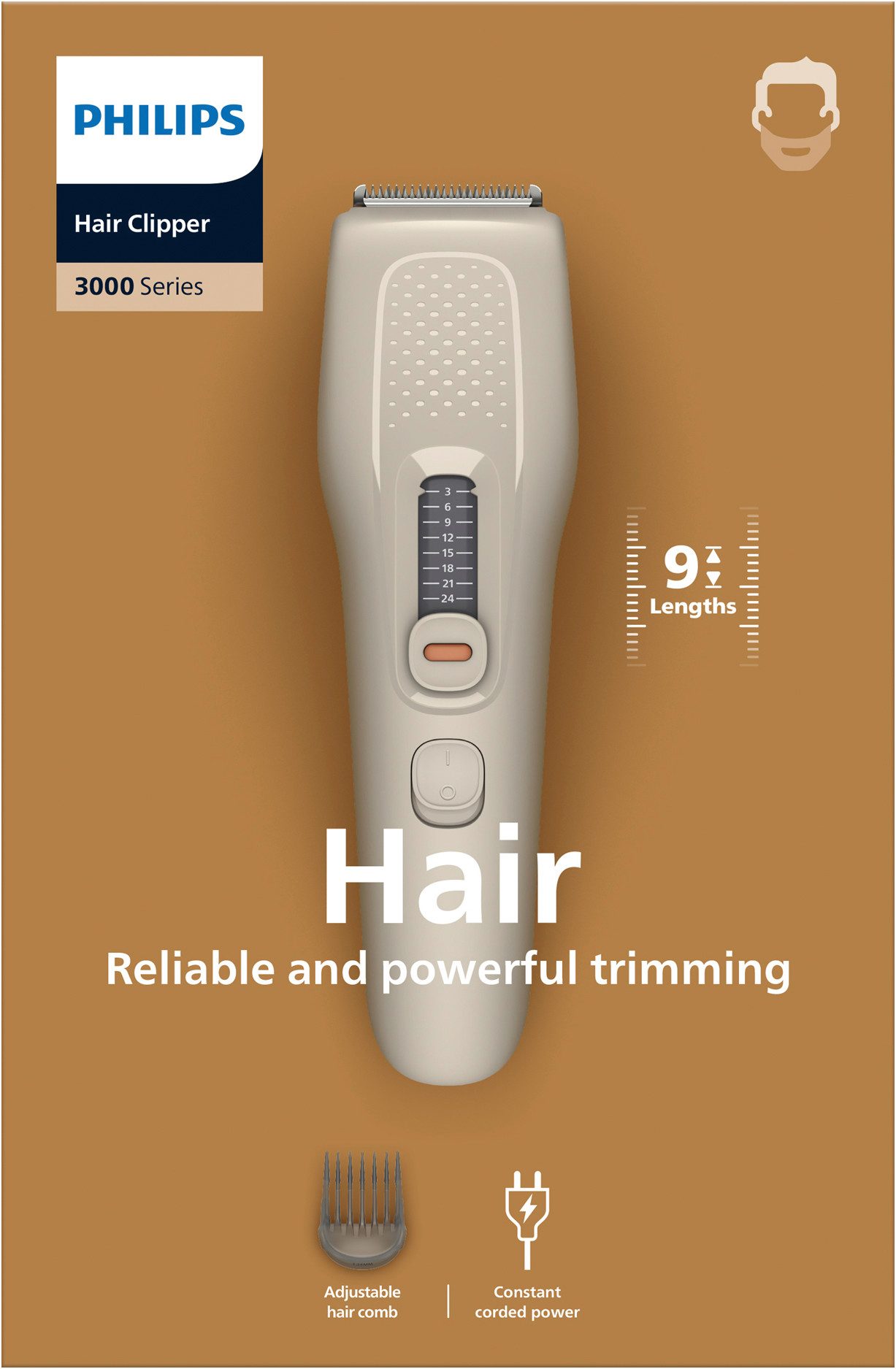 Philips Haarschneider Serie 3000 HC3734/15, 9 Längeneinstellungen, Trim-and-Flow