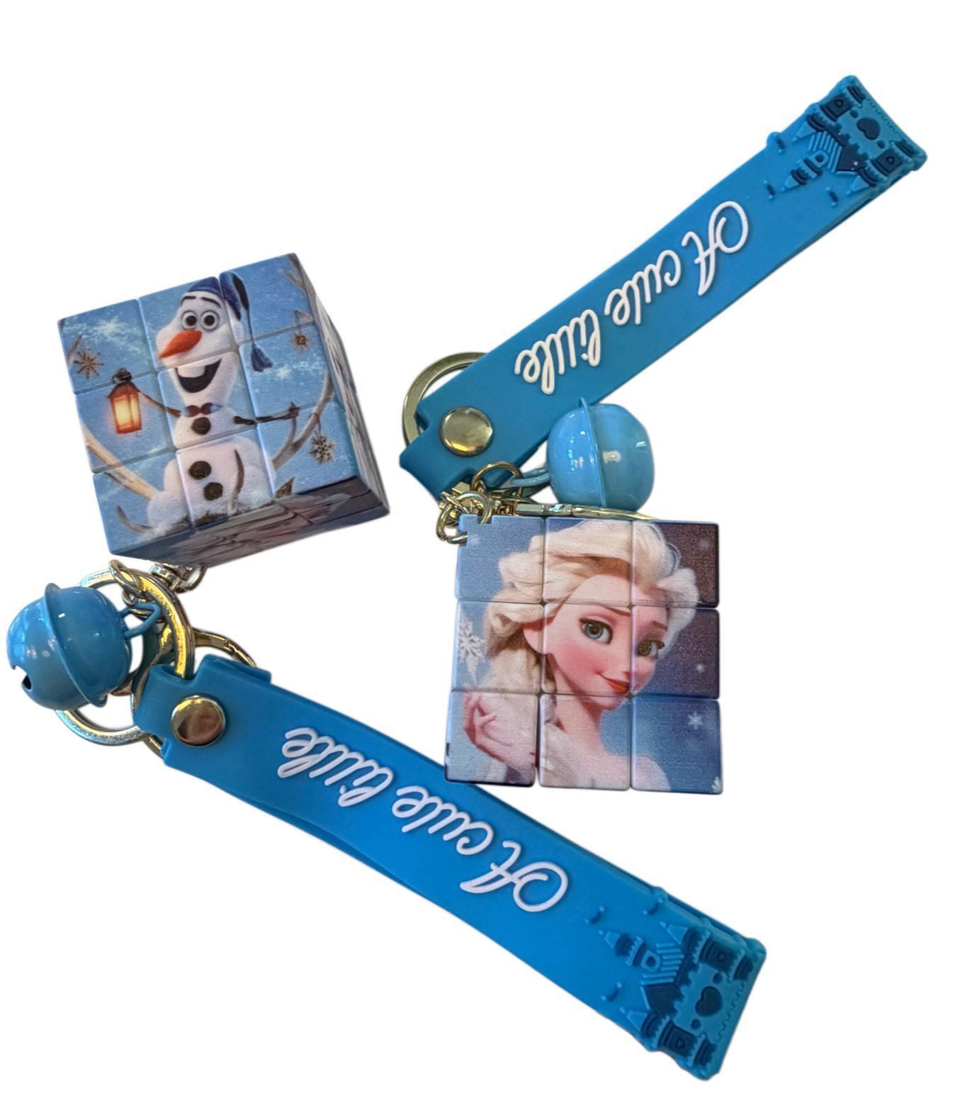 Disney Schlüsselanhänger Mini Würfel Frozen die Eiskönigin 3,5x3,5cm Schlüsselanhänger Glocke (Set, 1-tlg., Geschenk-Set), Motivwürfel Cubix Zauberwürfel für Kinder Geschenke
