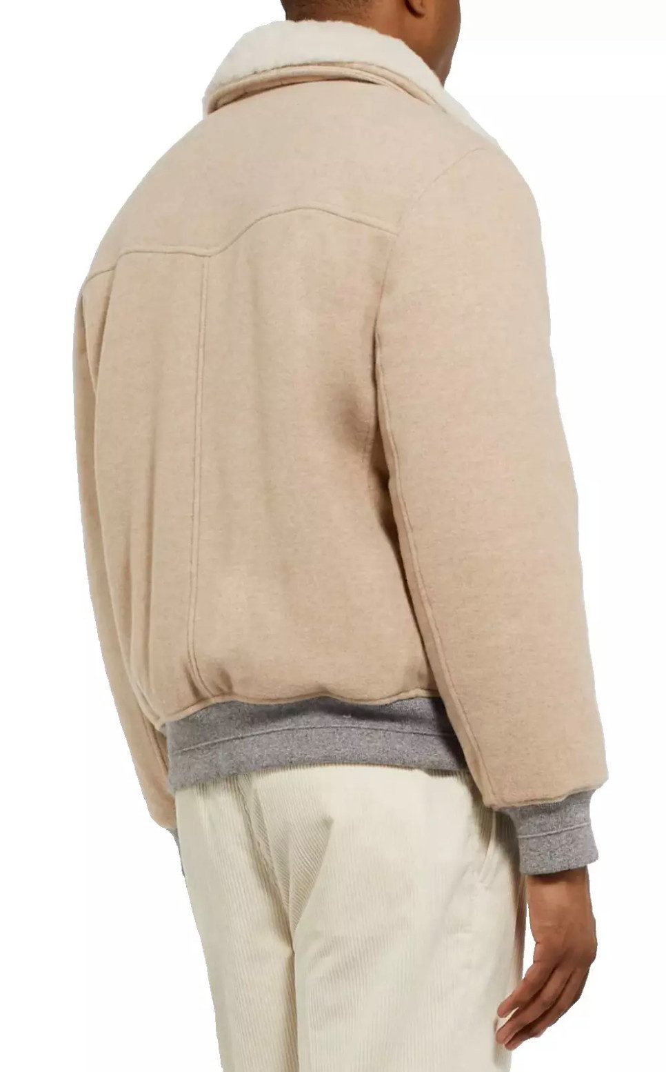 BRUNELLO CUCINELLI Bomberjacke Blouson Shearling-getrimmte Kaschmir Jacke 52/XL Weichem mongolischen Kaschmir und abnehmbaren Lammfellkragen