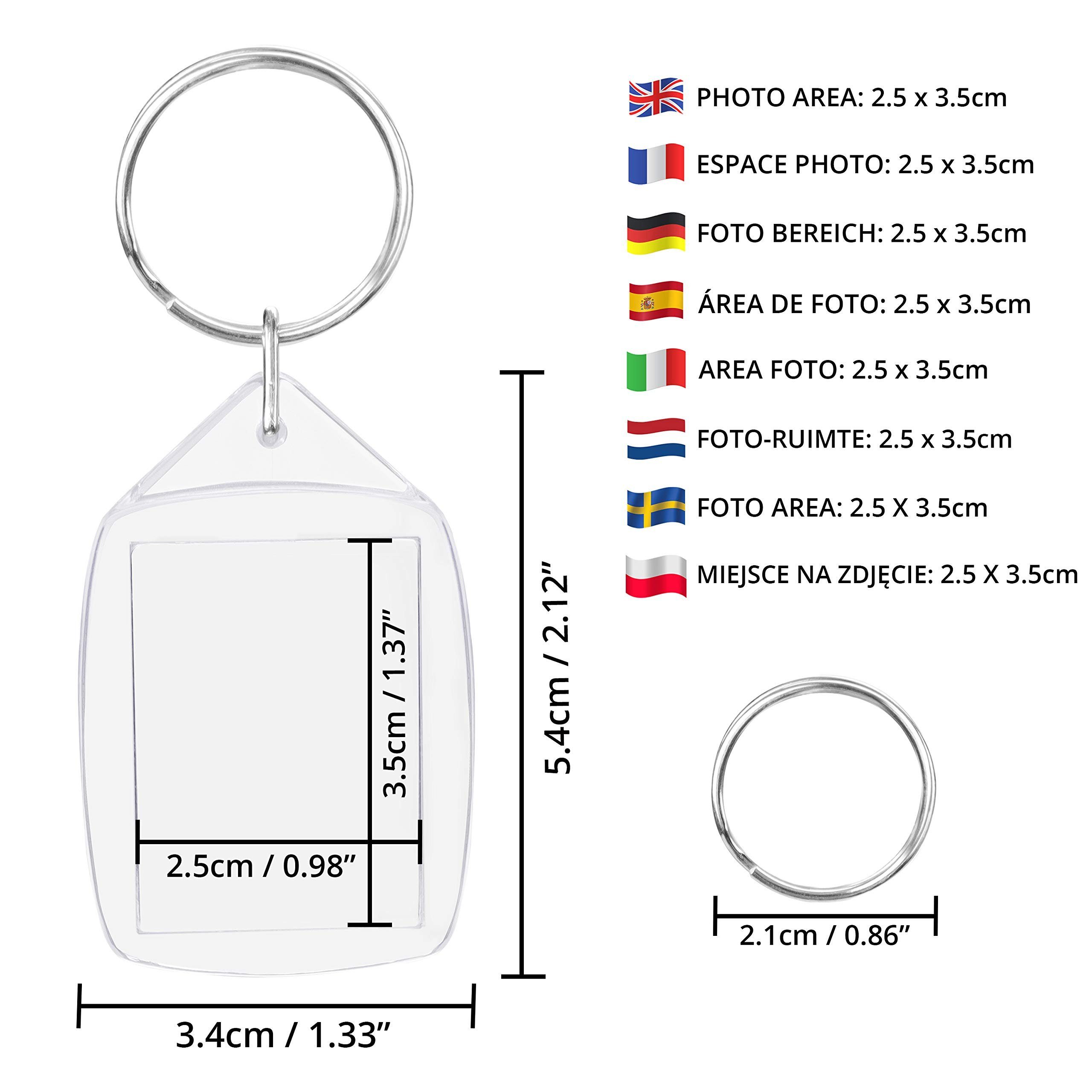 Foto (200 Foto-Schlüsselanhänger Stück) Rundstahlkette Personalisierte mit Schlüsselanhänger (200 Personalisierte Stück), Kurtzy Kunststoff,