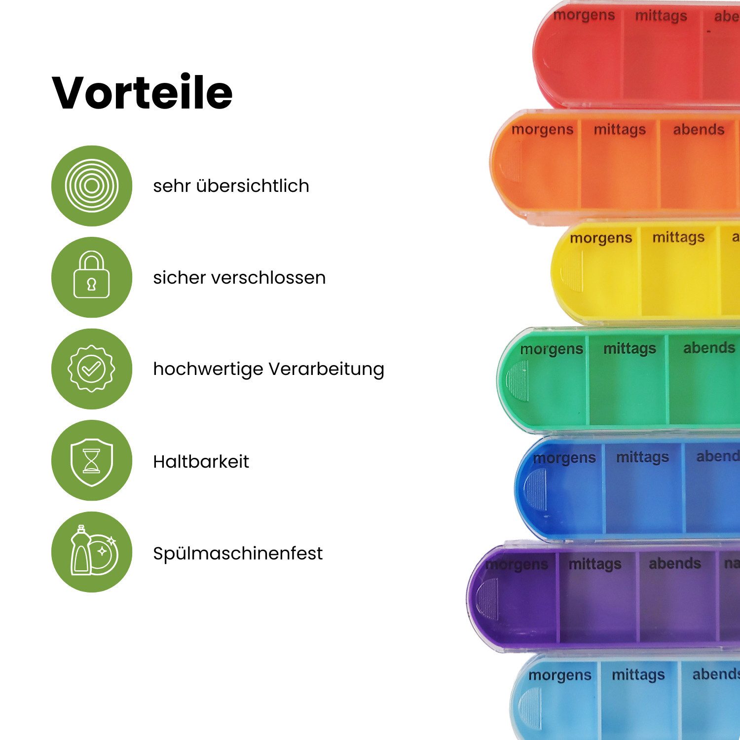 Frohbach Pillendose 7 Tage Tablettenbox - Für 1 Woche, 4 Fächer pro Tag, Antik Weiß (1 St)