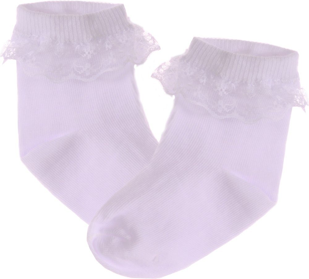 La Bortini Socken Socken mit Rüschen Spitze in Weiß festlich 0Mon bis 10Jahren