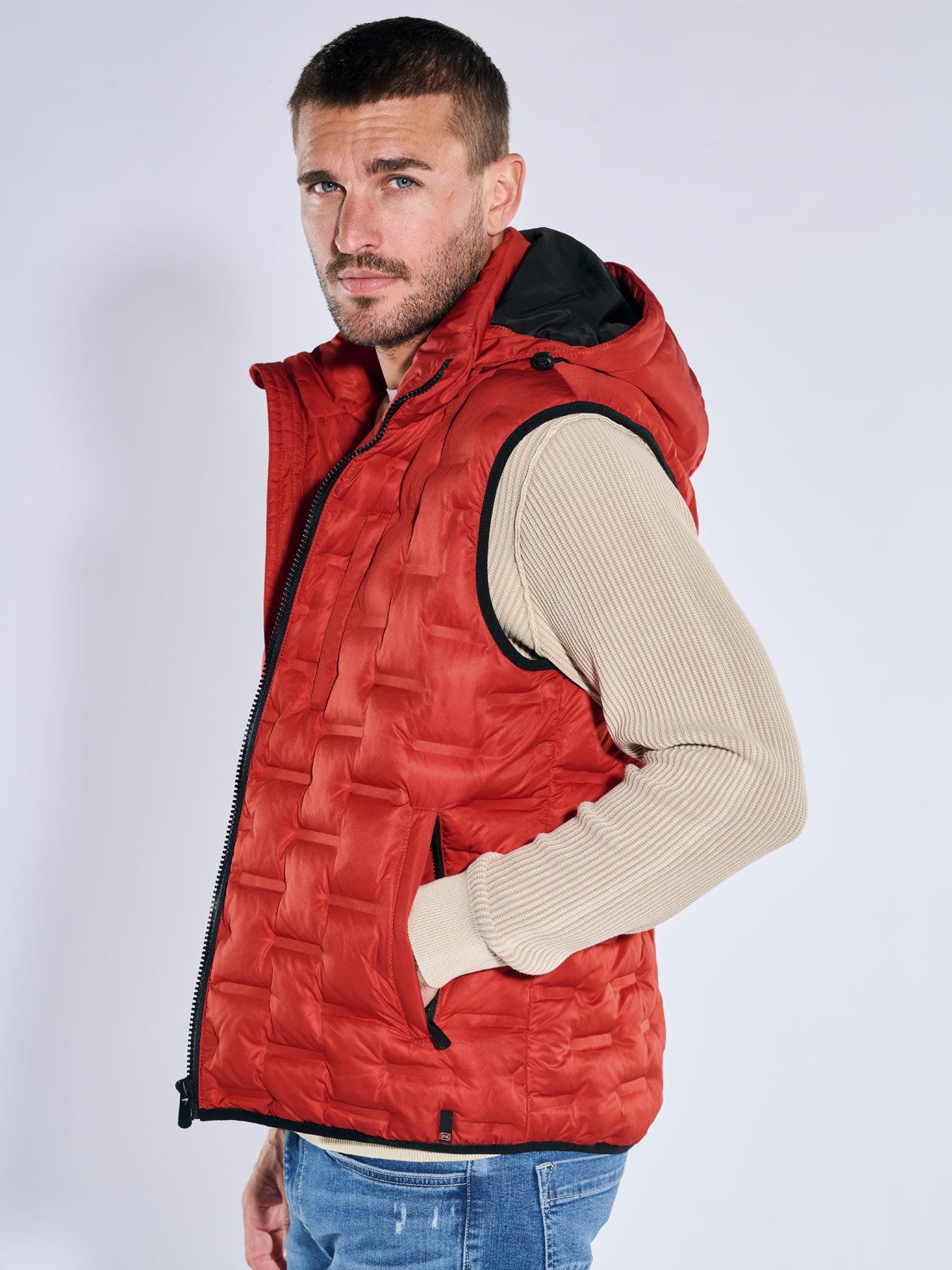 emilio adani Kurzweste Herren Steppweste mit Sorona-Füllung, Rostorange