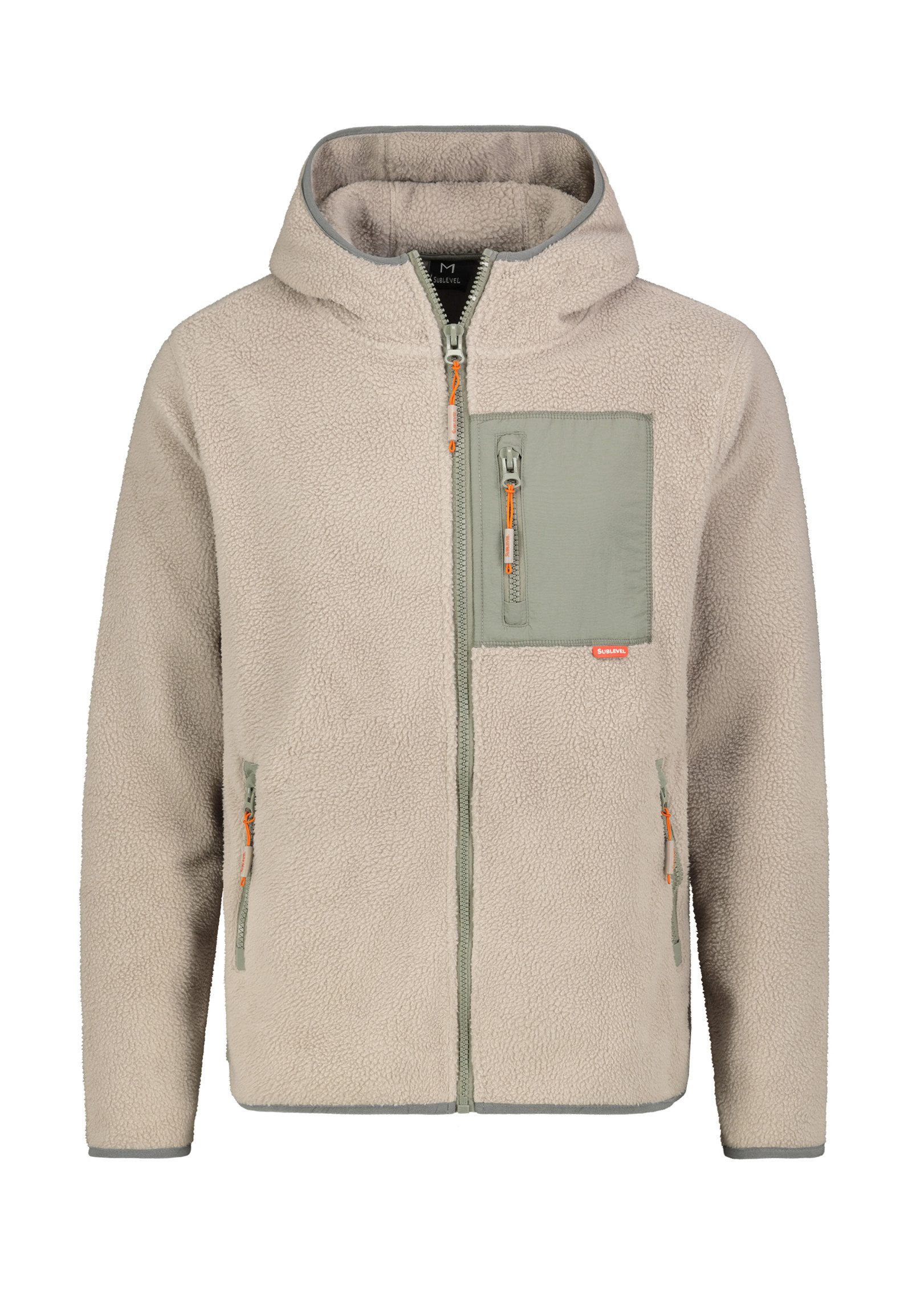 Fleecejacke Herren Teddyfleecejacke mit Brusttasche und Kapuze