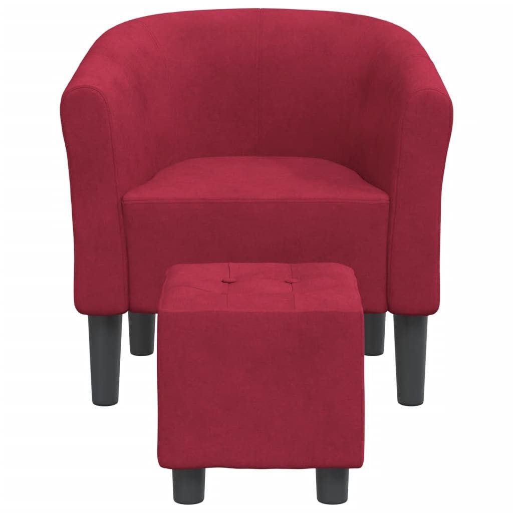 furnicato Cocktailsessel Moderner Clubsessel mit Fußhocker 70x56x68 cm Weinrot (1-St)