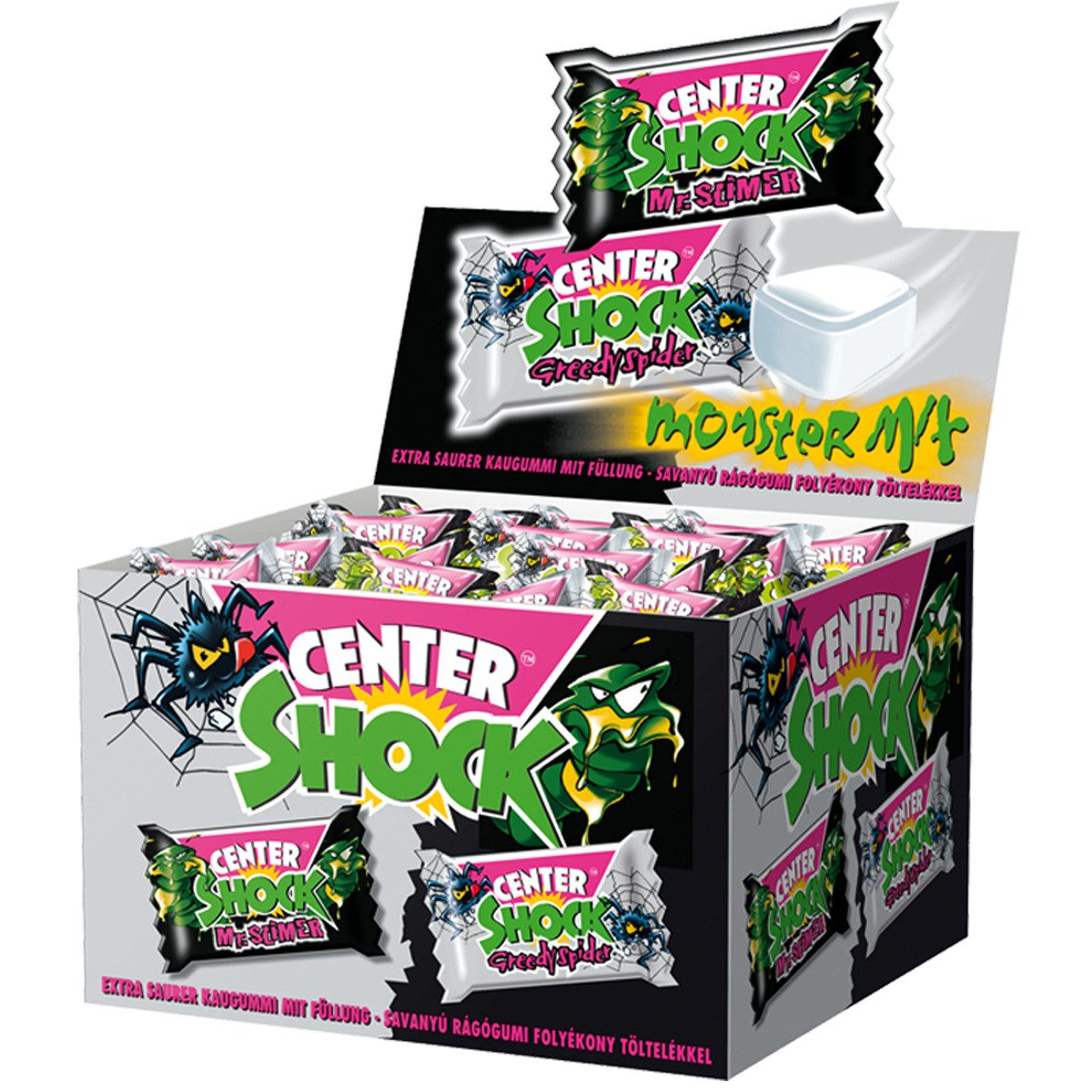 CENTER SHOCK Süßigkeit, Center Shock Monster Mix super saure Kaugummi Blutorange und Cola 400g