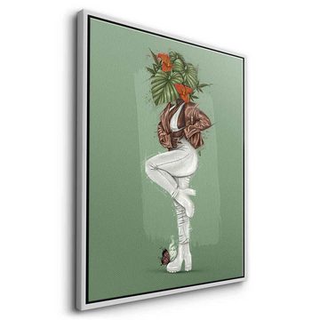 DOTCOMCANVAS® Leinwandbild Green Flower Head, Leinwandbild Green Flower Head grün Wandbild Kunstdruck