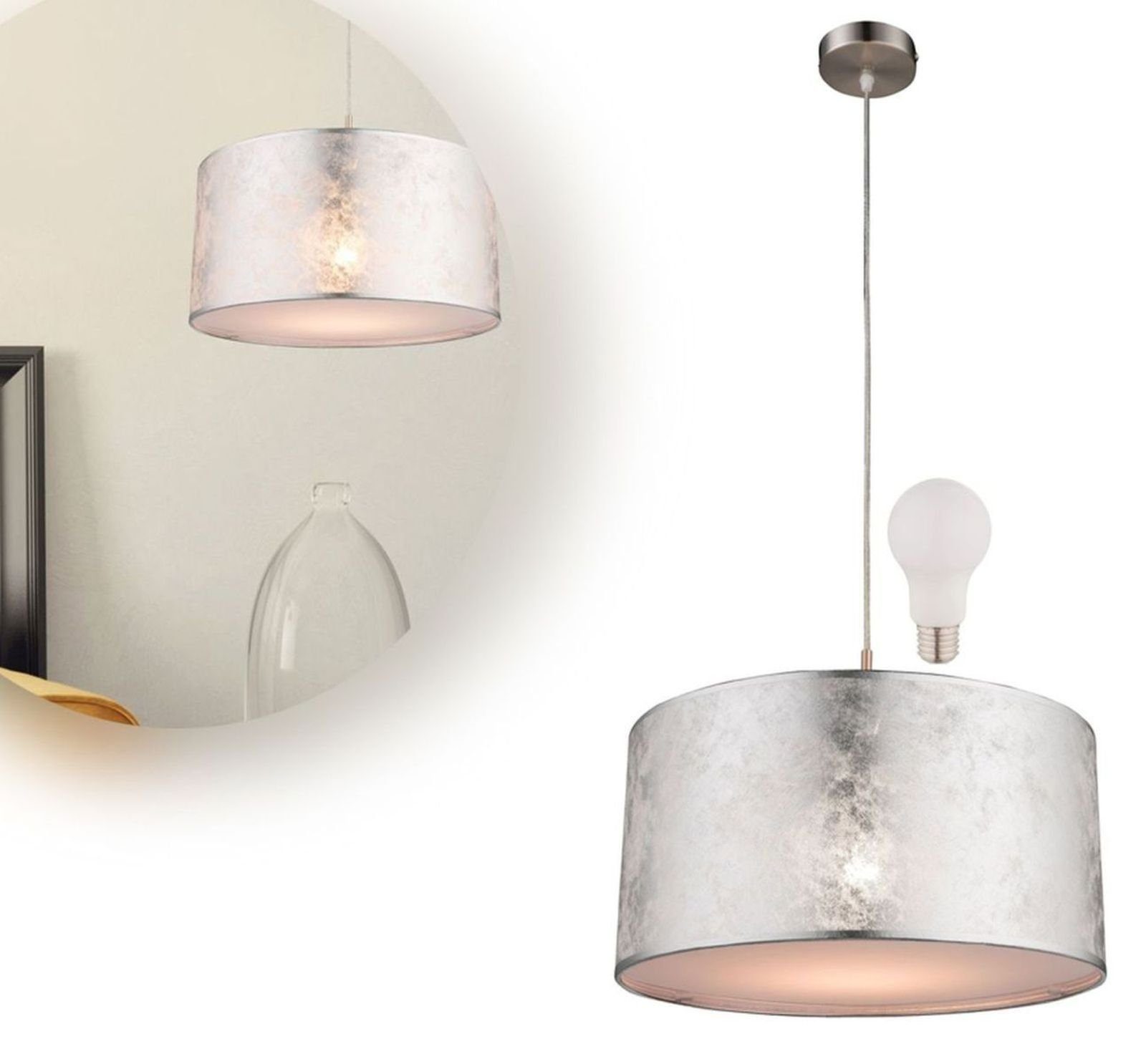 bmf-versand Hängeleuchte Hängeleuchte Esszimmer Pendelleuchte LED Wohnzimmer Hängelampe Silber, modern, LED wechselbar, Warmweiß, Pendellampe