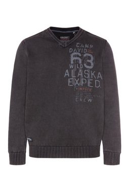 CAMP DAVID Strickpullover mit Logoprints vorne und hinten