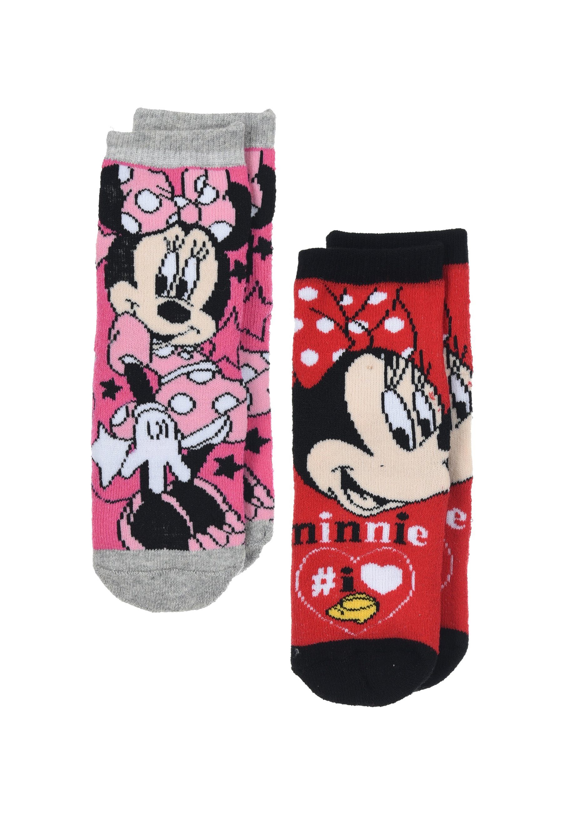 Mädchen ABS-Socken mit Gummi-Noppen Minnie (2-Paar) Mouse Strümpfe Kinder Disney Socken