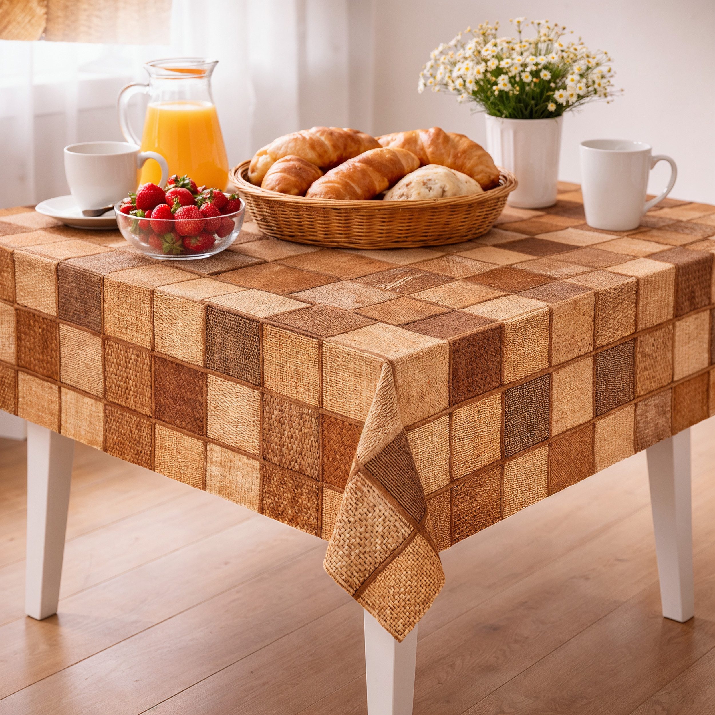 Melody Gartentischdecke Wachstuch Tischdecke Gartentischdecke rattan braun eckig rund oval, fleckenabweisend, wasserabweisend, Glattes Gewebe