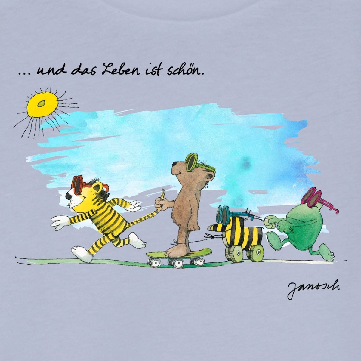 Spreadshirt T-Shirt Janosch Tiger Und Freunde Das Leben Ist Schön Kinder Basic T-Shirt (1-tlg)