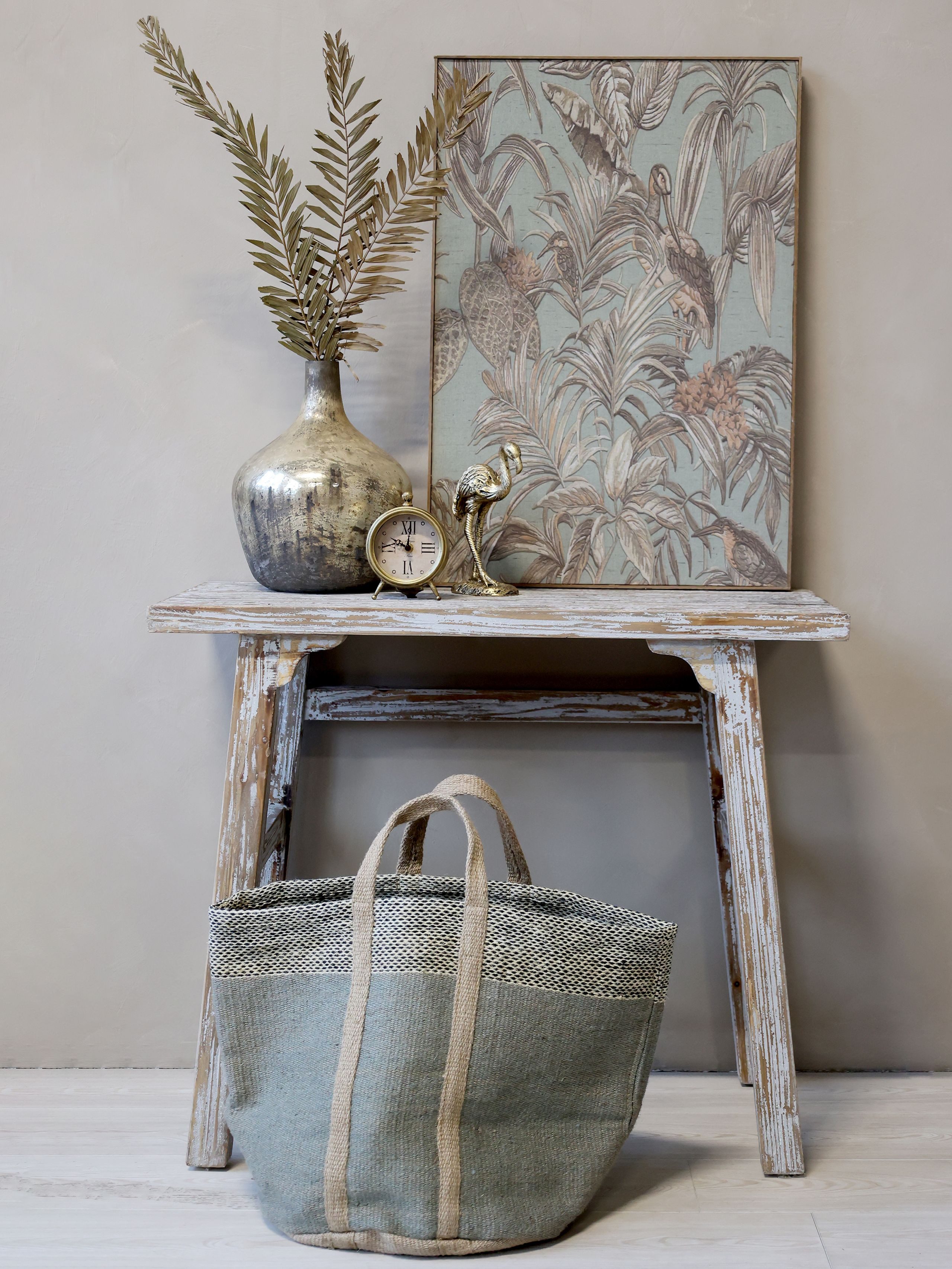 Chic Antique Wandbild Vintage Wandbild Kranich Retro Druck 77 x 53 cm