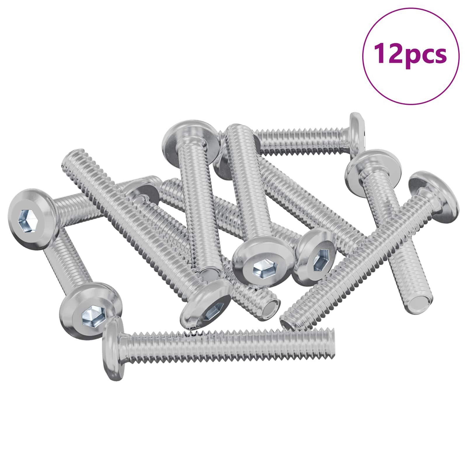 vidaXL Bauschraube Schraube mit Sperre Uni 12 Stk. Silber M6 x 35 mm Stahl, (12 St)