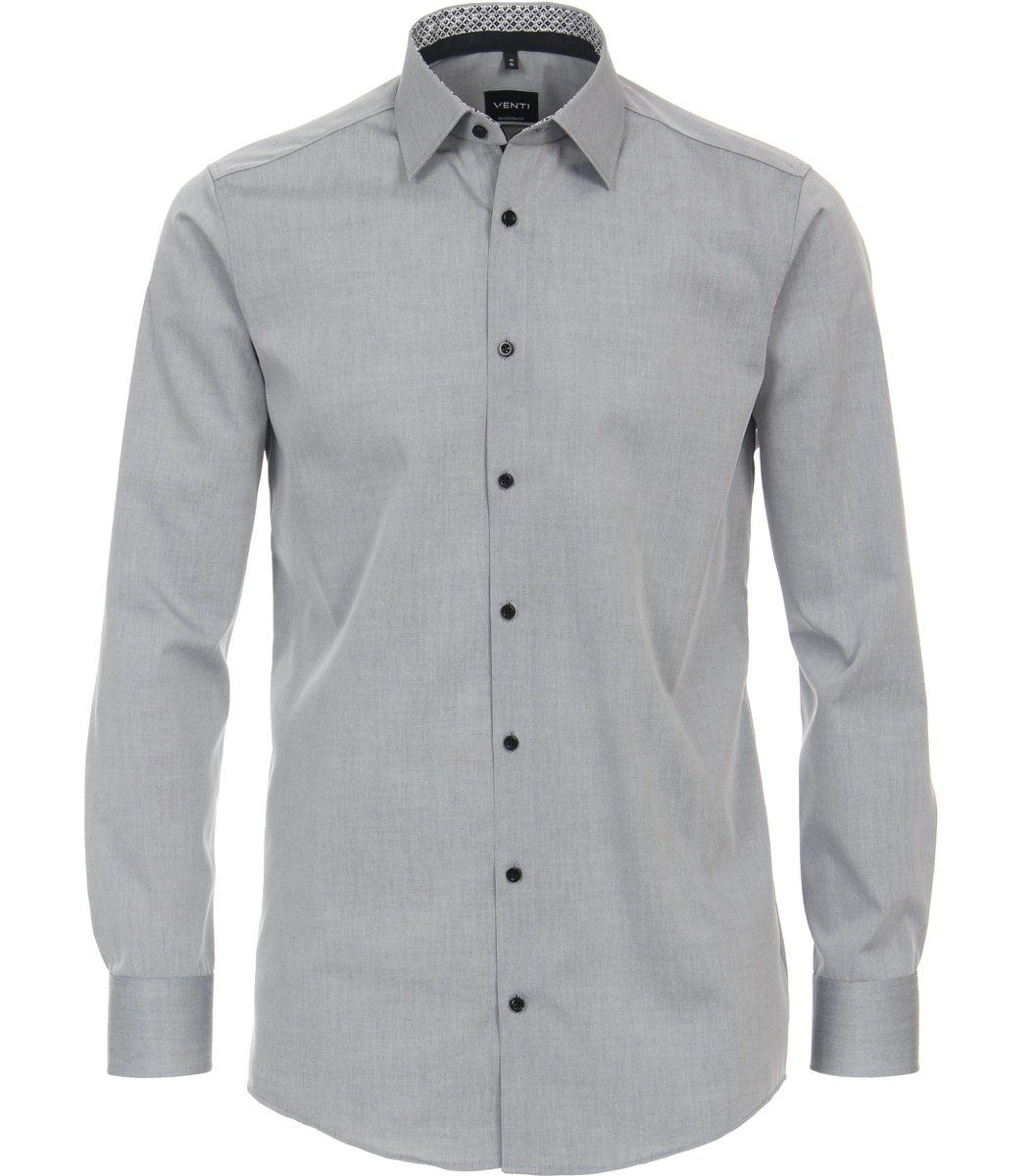 - Hellgrau Modern Grau Businesshemd Einfarbig Fit VENTI - - - Langarm Businesshemd