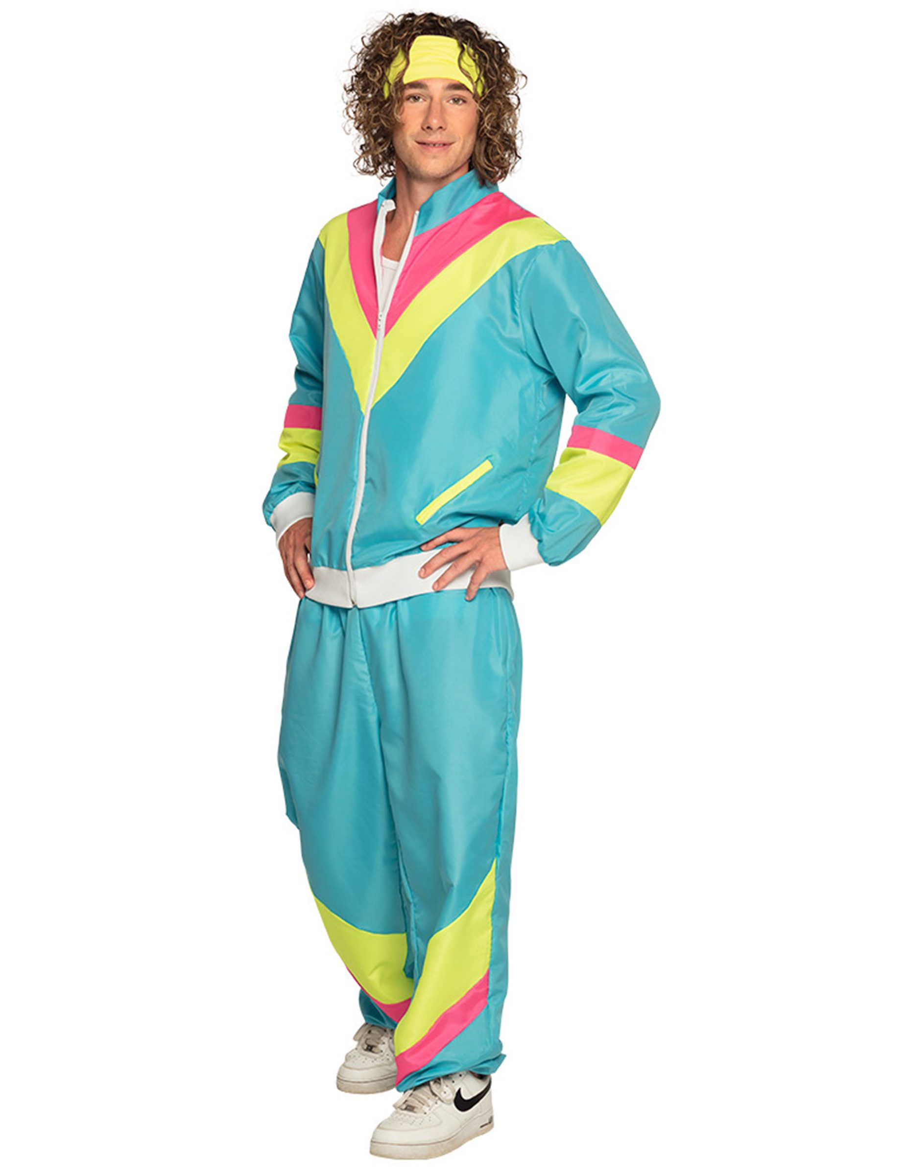 Boland Partyanzug Retro Jogginganzug Herren Neon Effekt 90er Jahre blau günstig online kaufen