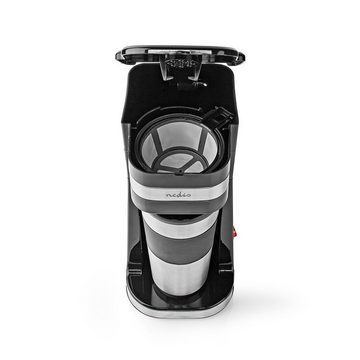 Nedis Reisekaffeemaschine Kaffeemaschine Ein-Tassen-Kaffee Doppelwandiger Reisebecher 0,42l, Anti-Tropf-Funktion