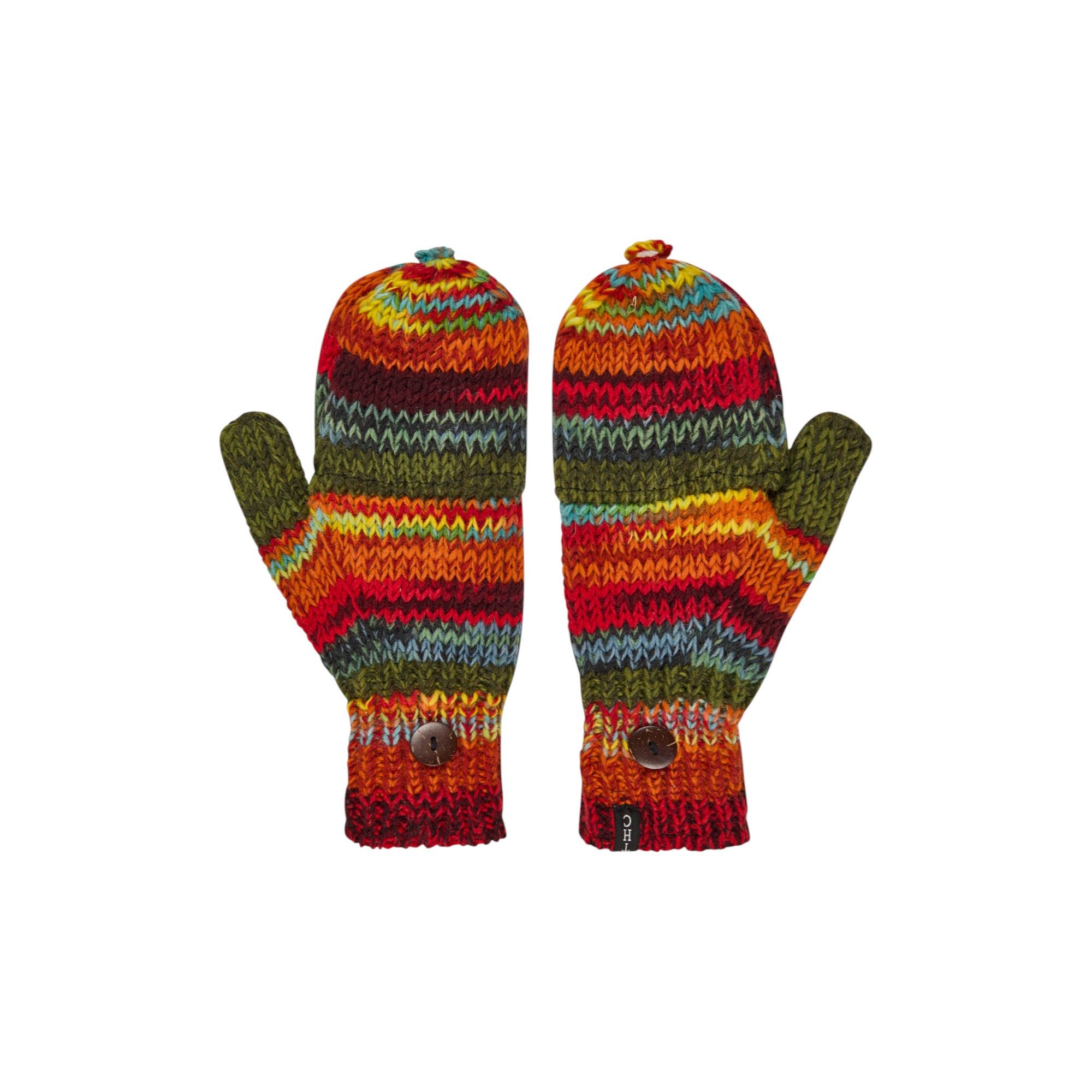 THC Natural Line Strickhandschuhe THC Klapphandschuhe 616 bunt (1 Paar, 1-St., 1 Paar) abklappbare Fingerspitze