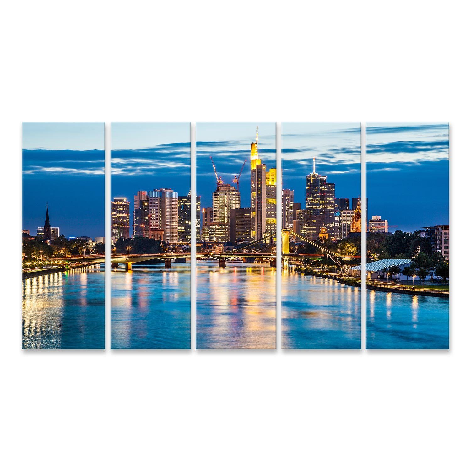 Leinwandbild Bild auf Leinwand Schöne Aussicht Auf Frankfurt Am Main Skyline An Der