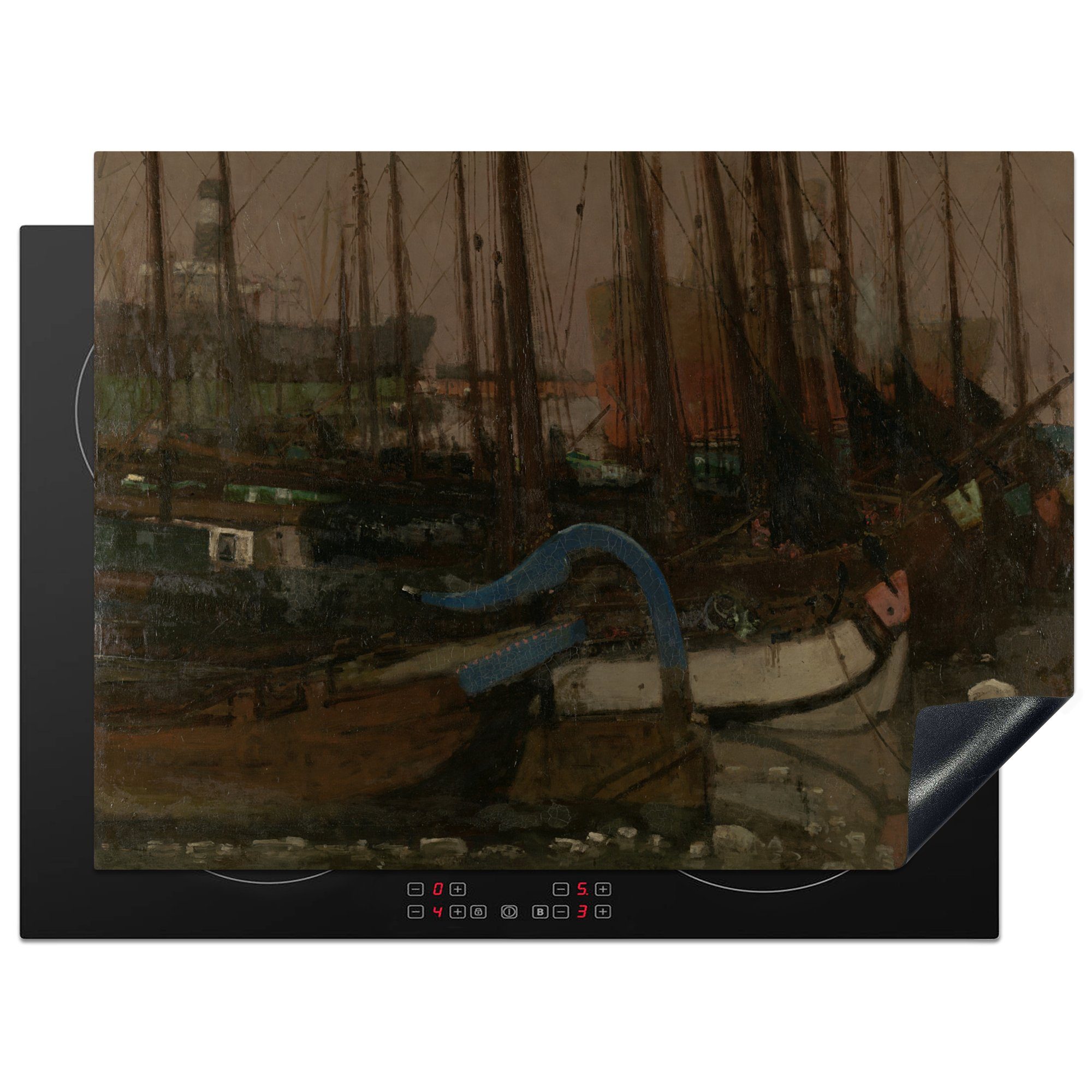 MuchoWow Herdblende-/Abdeckplatte Schiffe im Eis - Gemälde von George Hendrik Breitner, Vinyl, (1 tlg), 71x52 cm, Induktionskochfeld Schutz für die küche, Ceranfeldabdeckung