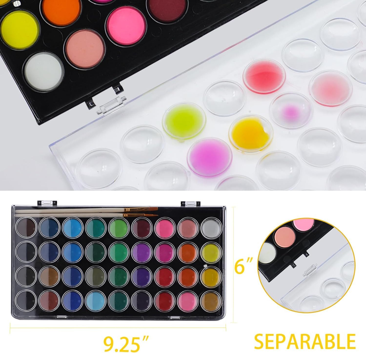 Artecho Aquarellfarbe Wasserfarben Künstler Set - 36 leuchtende Farben mit 3 Pinseln, Kompakt und tragbar – ideal für Anfänger, Hobbymaler & Profis