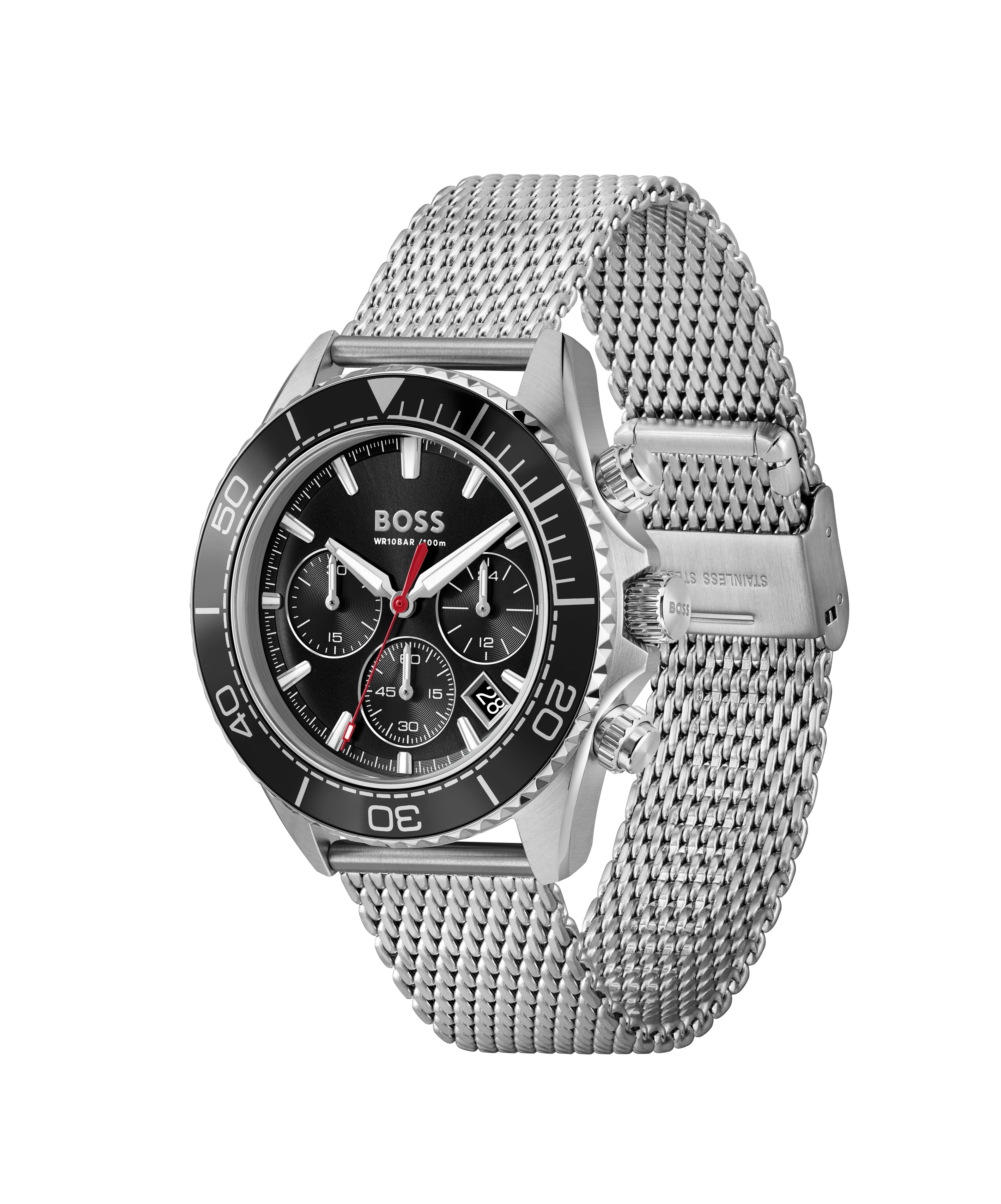 BOSS Chronograph SEALINER 1514324, Quarzuhr, Armbanduhr, Herrenuhr, Edelstahlarmband, analog, Tag