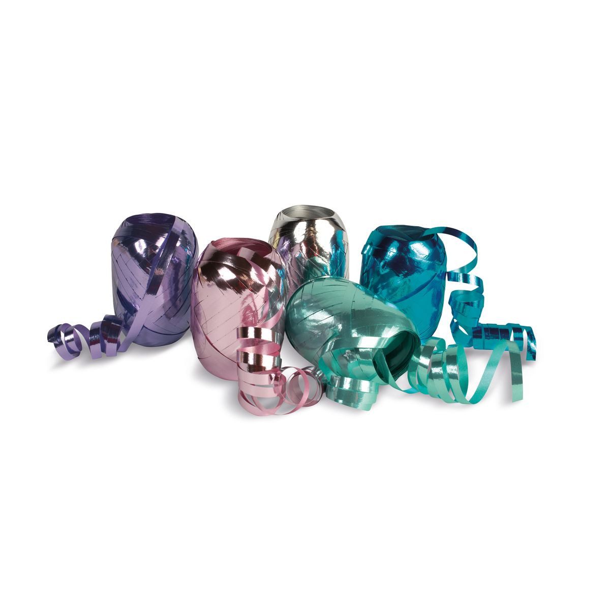 PRÄSENT Geschenkband PRÄSENT Ringelbänder Mexico Metallic pastell Eiknäuel mehrfarbig 5mmx2