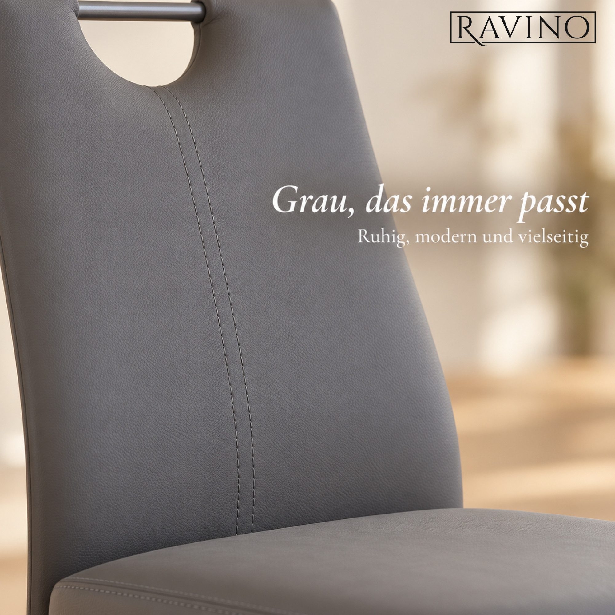 Albatros International Esszimmerstuhl Esszimmer Stühle 4 er Set SALERNO, Stuhl Stühle Esszimmerstühle, Küche (4er Set, Grau, Kunstleder Bezug), Küchenstuhl Küch – Bild 5 von 5