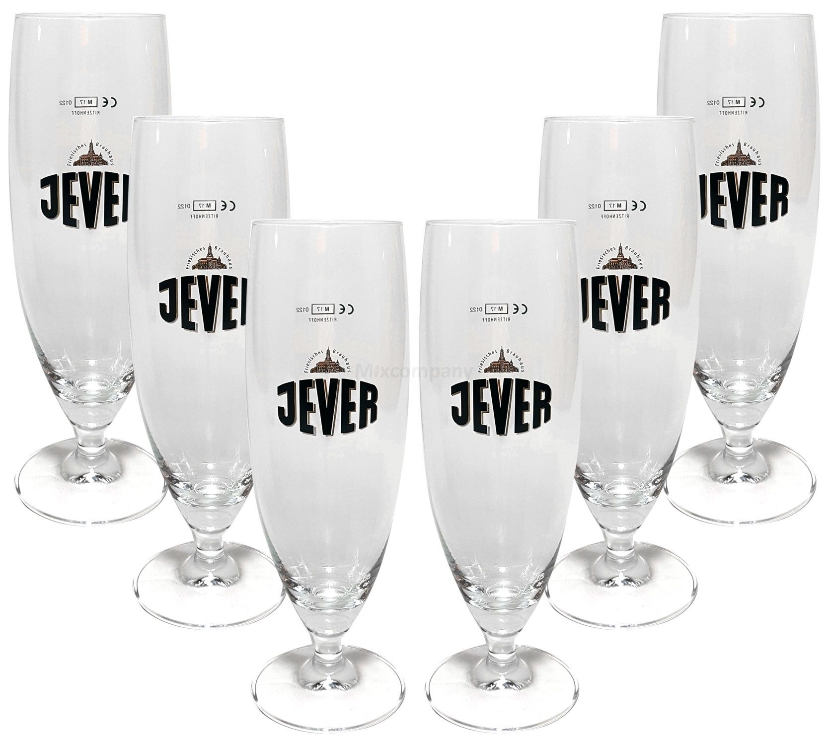 Gläser-Set Jever Bierglas Bierpokal Glas Gläser-Set - 6x Pilstulpen 0,2l geeich
