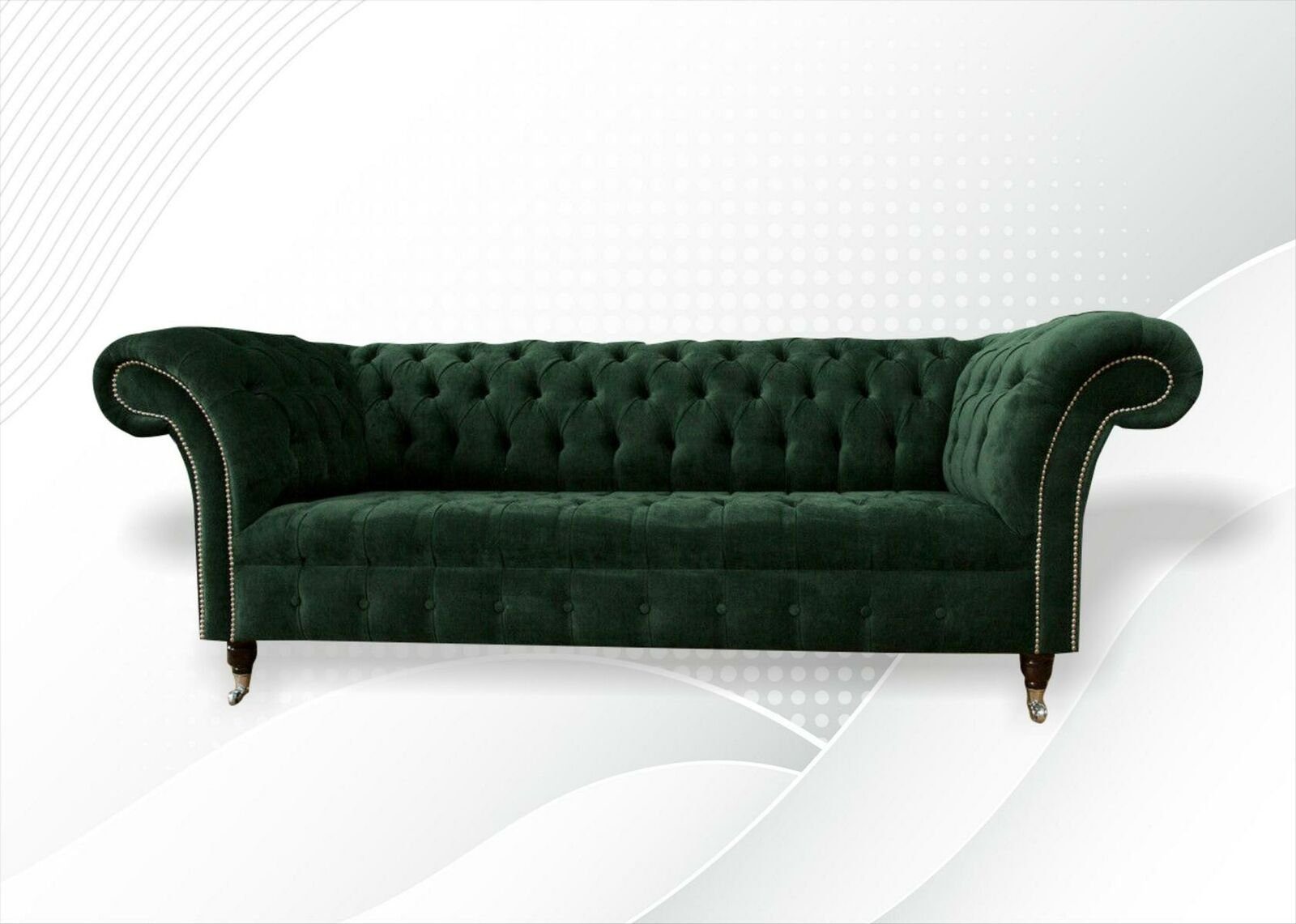 JVmoebel Chesterfield-Sofa, Chesterfield Grün Polster Couchen Dreisitzer Sofas Sofa Couch Design