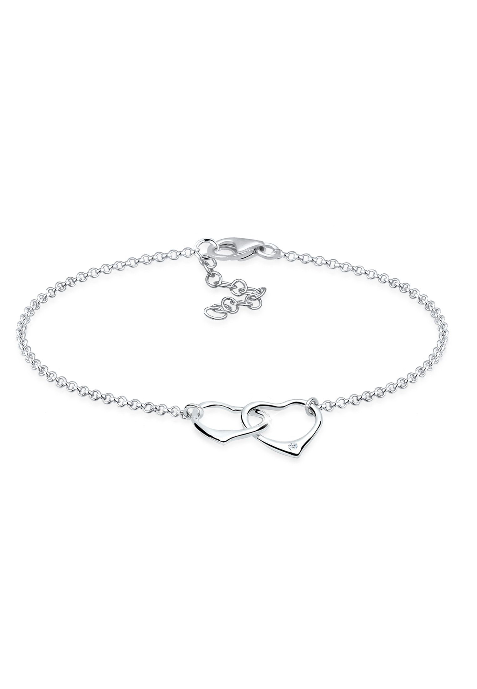 Elli DIAMONDS Armband Herz Anhänger Liebe Diamant (0.015 ct) 925 Silber
