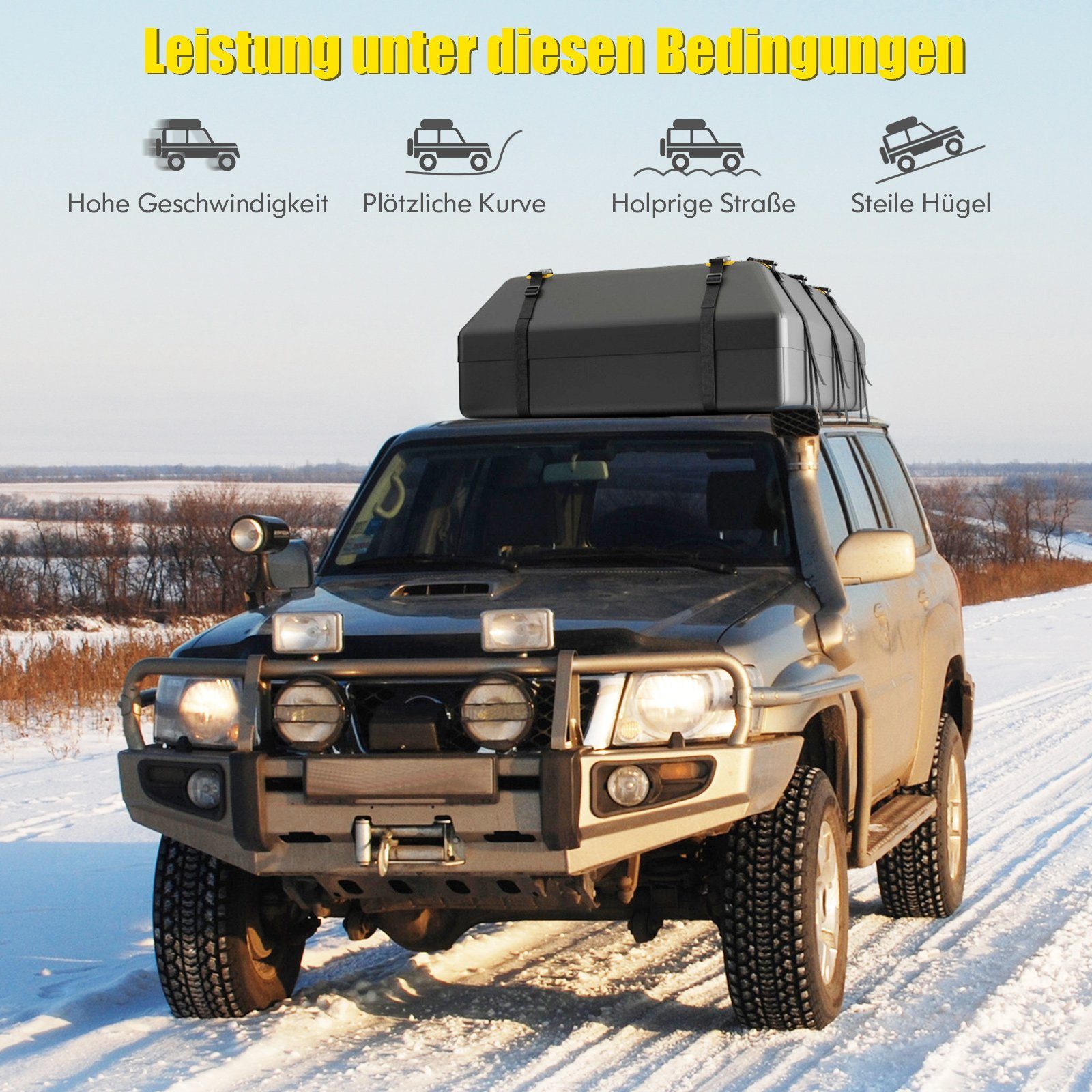 COSTWAY Dachbox Universelle, 600L faltbare Gepäckbox