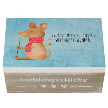 Mr. & Mrs. Panda Dekokiste Weihnachtsmaus - Eisblau - Geschenk, Truhe, Holzkiste, Kiste, Heiliga (1 St)