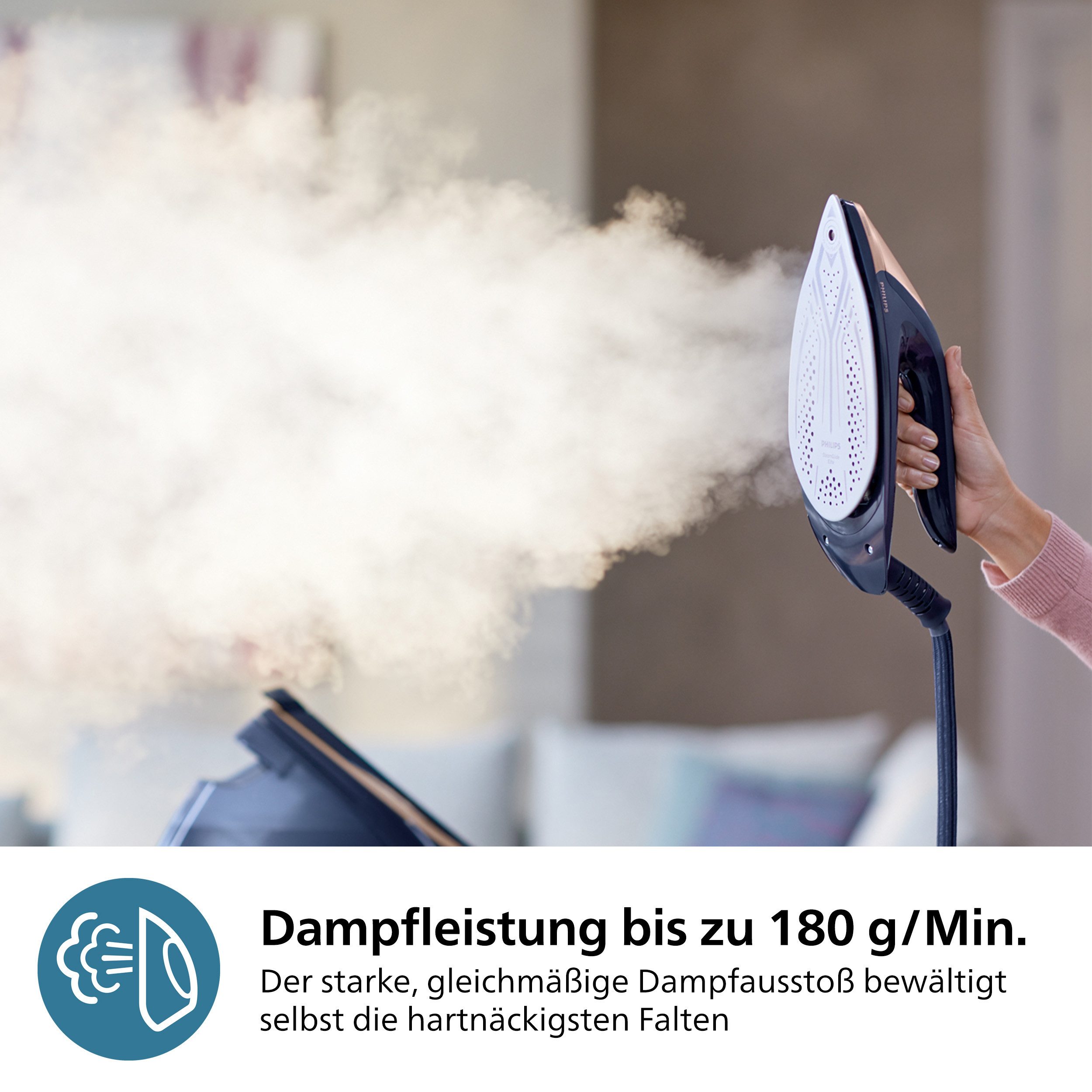 Philips Dampfbügelstation PSG9030/20 PerfectCare 9000 Series, 1800 ml Wassertank, ActiveSense Technologie, SteamGlide Elite Bügelsohle, 720 gr Dampfstoß – Bild 4 von 5