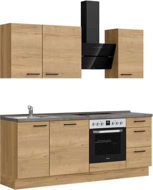 nobilia® Küchenzeile "Structura premium", vormontiert, Ausrichtung wählbar, Breite 210 cm, ohne E-Geräte