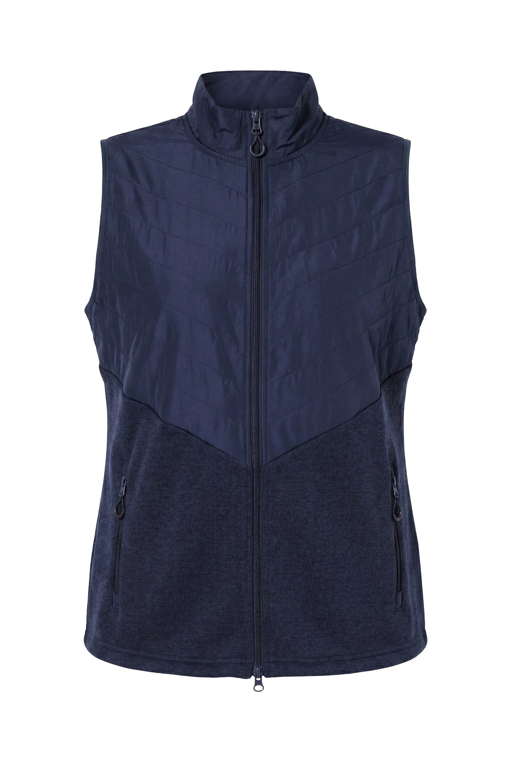 Ulla Popken Steppweste Hybrid-Weste Strickfleece Kapuze Steppeinsatz – Bild 2 von 4