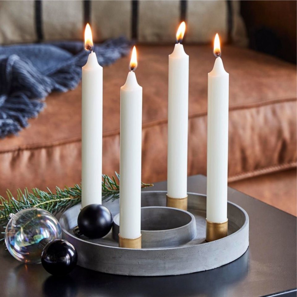 Schneider Adventsleuchter Weihnachtsdeko (1 St), 4-flammig, Kerzenhalter  aus Beton, Ø ca. 20,5 cm
