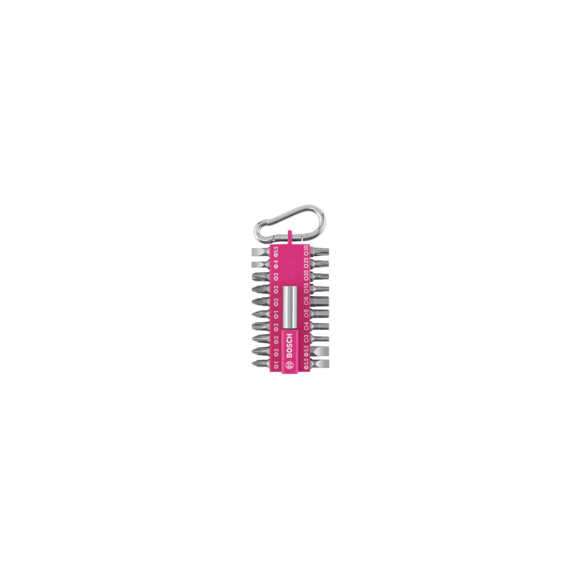 Bosch Professional Bit-Set Bosch 21-teiliges Schrauberbit-Set mit Snap-hook (pink) Ausstellervers