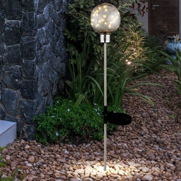 etc-shop LED Gartenleuchte, LED-Leuchtmittel fest verbaut, Warmweiß, 12er Set LED Außen Steck Lampen SOLAR Kugel Strahler Garten