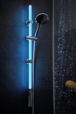 WENKO Stangenbrause-Set Duschstange mit LED-Beleuchtung, 3 tlg., mit Duschkopf und Duschschlauch, inkl. wiederaufladbarer Einheit