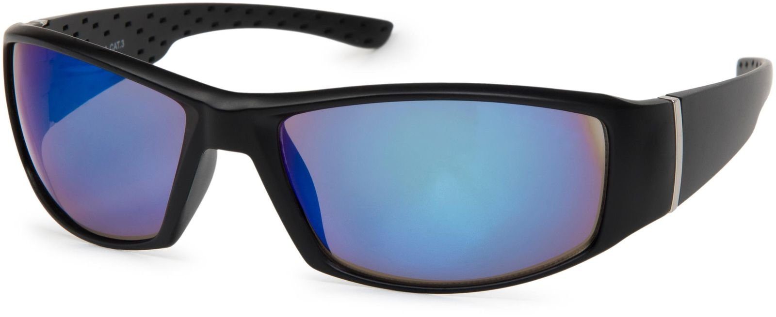 styleBREAKER Sonnenbrille (1-St) Verspiegelt Gestell Blau verspiegelt Schwarz Glas 