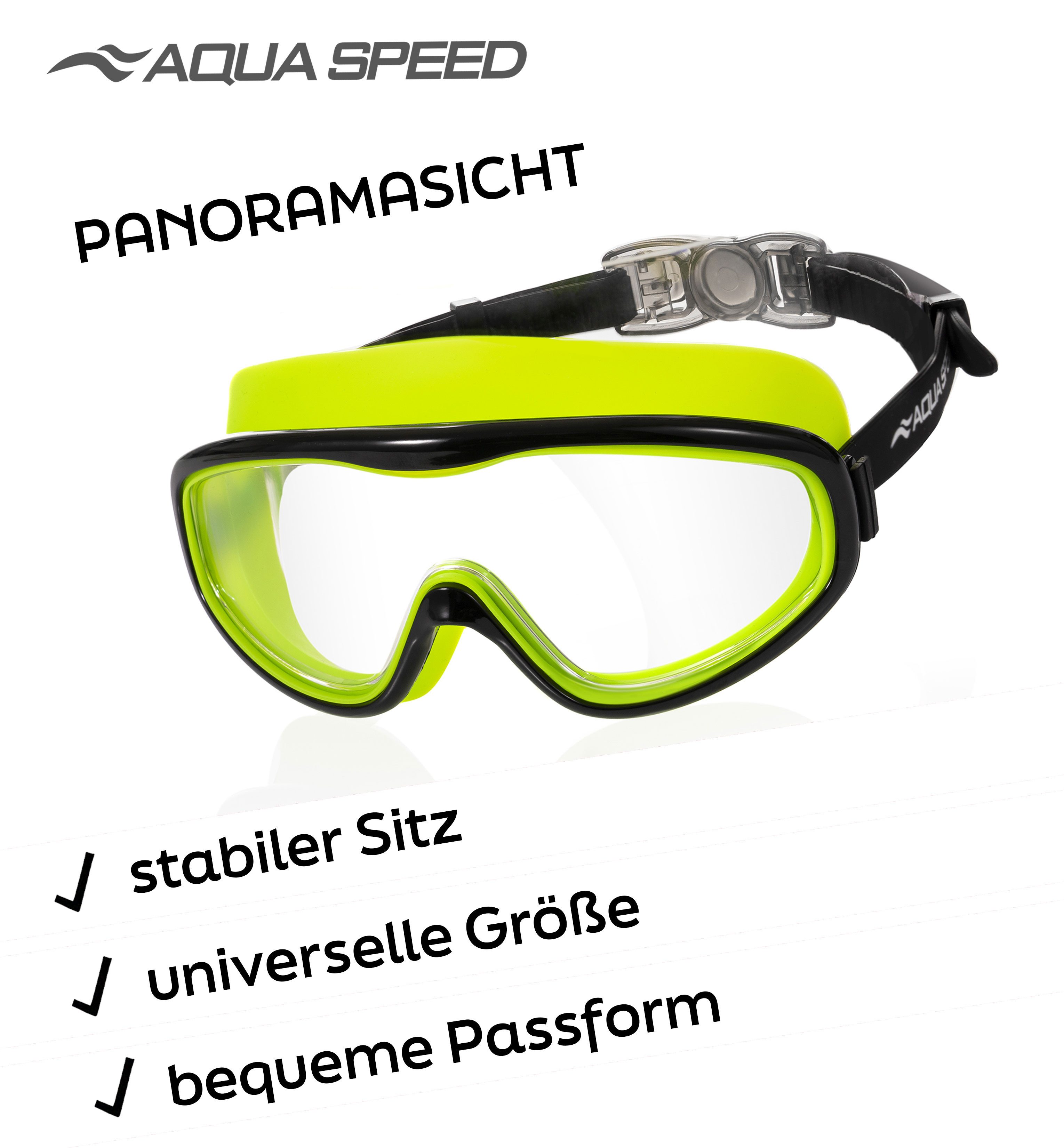 Aqua Speed Schnorchel RAY FS Tauchmaske mit Stoff-Kopfband für Erwachsene / Jugendliche (Einzel Schwimmmaske mit gehärtetem Glas), Taucherbrille Stoffband Einzellinse