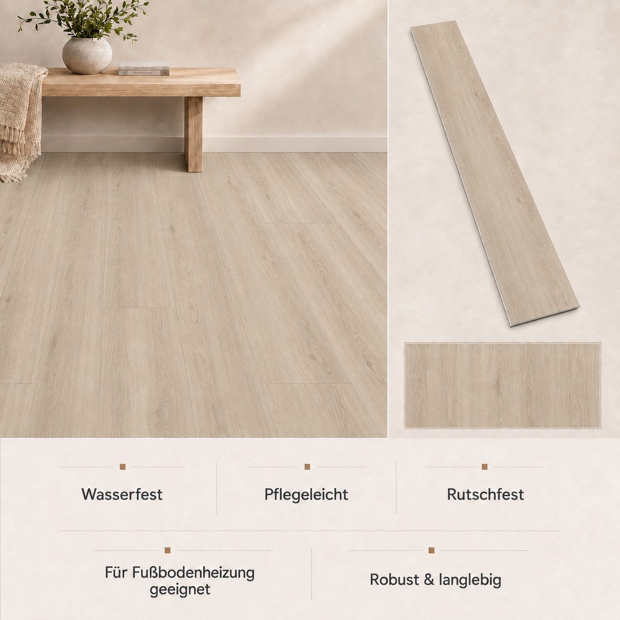 Berti Graf Designboden SPC Klick-Vinylboden 5 mm wasserfest in moderner Dielenoptik, kleberfrei, mit Trittschalldämmung, pflegeleicht – Bild 3 von 5