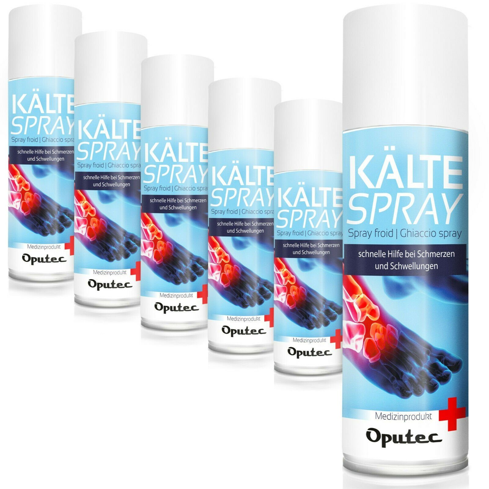 Oputec Erste-Hilfe-Set 6 x 400ml Oputec Kältespray Klassisch - Erste-Hilfe Kühlspray Eisspray, (Spar-Set)