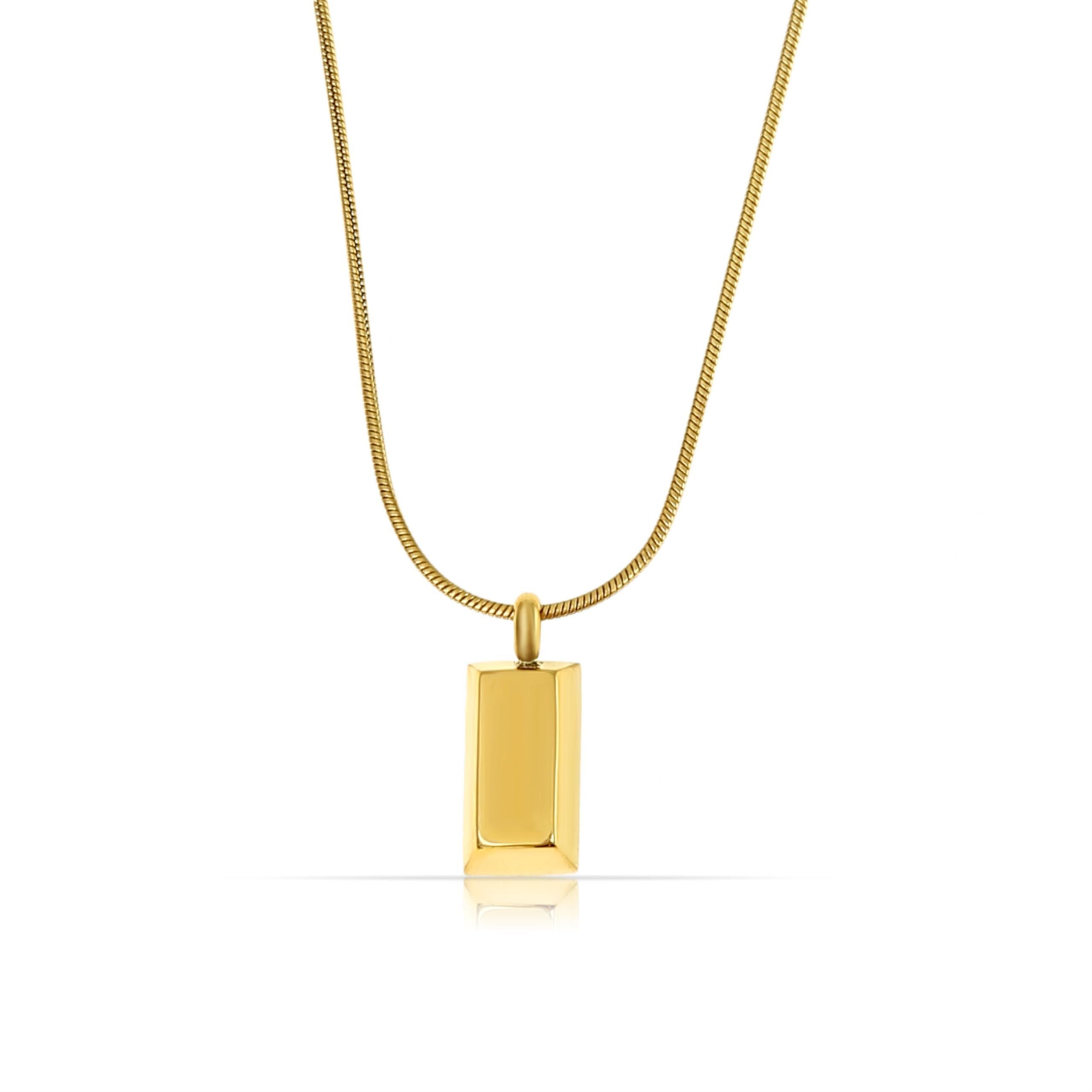 Made by Nami Kette mit Anhänger Goldene Halskette Damen mit Goldbarren Anhänger Edelstahl, 40 + 5 cm Geschenke für Frauen Wasserfester Schmuck